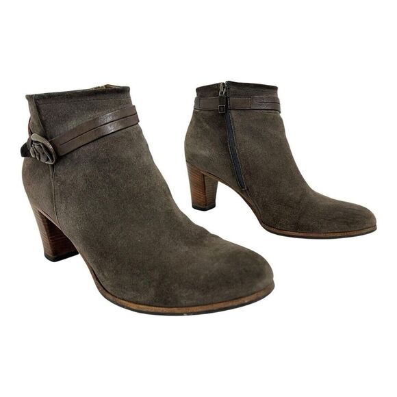 Alberto Fermani Womens Size 40.5 Suede Ankle Boots Booties Heeled Brown Taupe - Picture 1 of 9